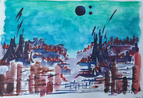 Future-City62x44akvarel-a-tus-na-kartonu1999
